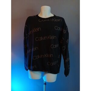 CALVIN KLEIN MENS Terry Cotton CREWNECK SWEATER Black sz Medium
